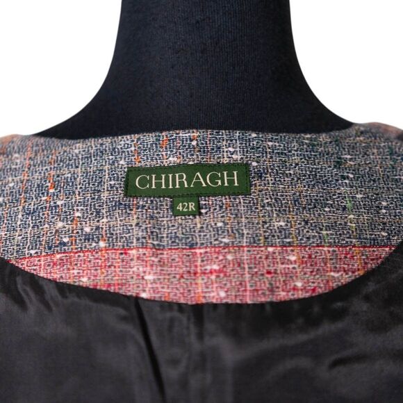 Mens Plaid Vest 42R Multicolor Patchwork Wool Waistcoat Formal Wedding Party - Picture 3 of 10